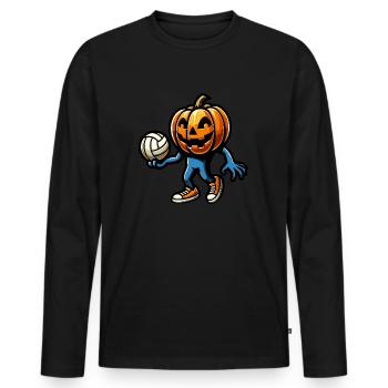 Citrouille au volley-ball - T-shirt manches longues Premium bio Homme - noir - Devant - Nico (187cm)