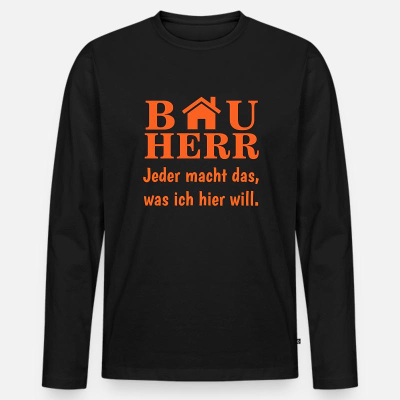 BAUHERR - HAUSBAU - EIGENHEIM - TRAUMHAUS - Männer Premium Bio Langarmshirt - Schwarz