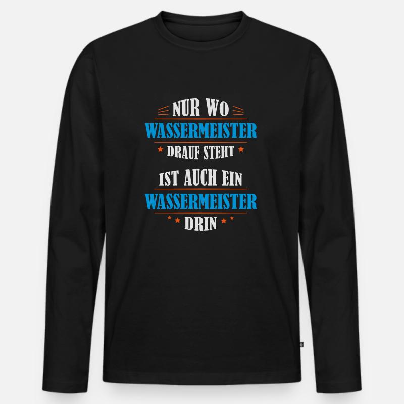 Wassermeister Beruf Geschenk - Männer Premium Bio Langarmshirt - Schwarz