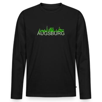 Augsburg - skyline - Men's Premium Organic Long Sleeve Shirt - black - Front - Nico (187cm)