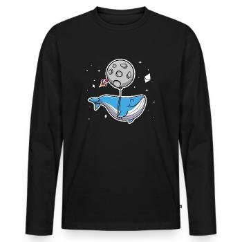 Baleine du Web3 vers la lune et Ethereum Crypto - T-shirt manches longues Premium bio Homme - noir - Devant - Nico (187cm)