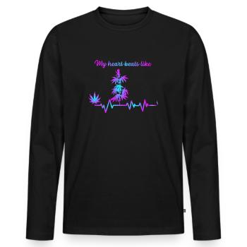 My heart beats like - Männer Premium Bio Langarmshirt - Schwarz - Vorne - Nico (187cm)