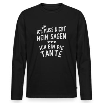 Ich bin die Tante - Männer Premium Bio Langarmshirt - Schwarz - Vorne - Nico (187cm)