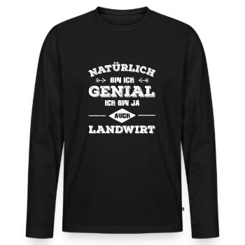 Landwirt - Männer Premium Bio Langarmshirt - Schwarz - Vorne - Nico (187cm)
