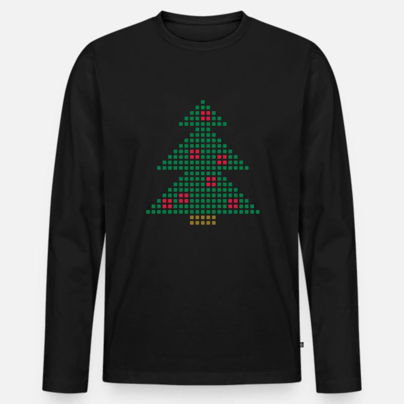 Christmas Tree Pixel - Männer Premium Bio Langarmshirt - Schwarz