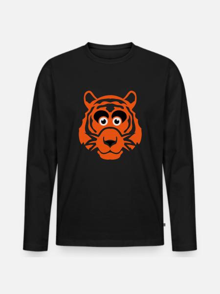 tiger drawing funny animals 511 - Men's Premium Organic Long Sleeve Shirt - black