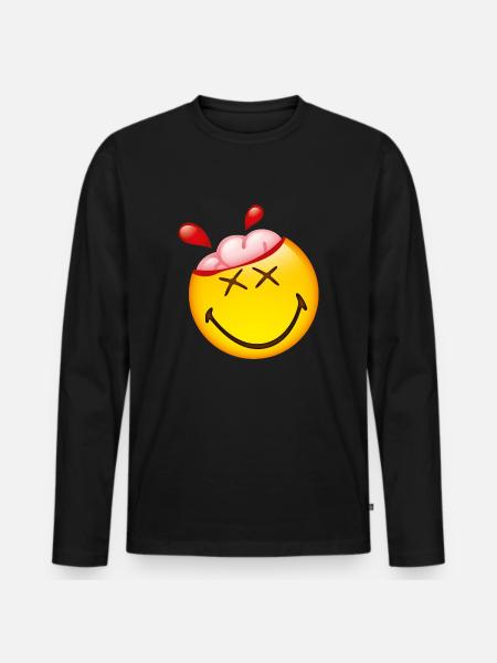 Smiley Glossy Happy Brain - Men's Premium Organic Long Sleeve Shirt - black