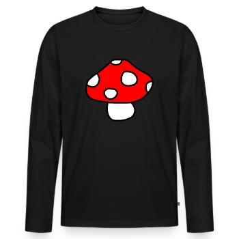 Mouches Champignon Mushroom - T-shirt manches longues Premium bio Homme - noir - Devant - Nico (187cm)