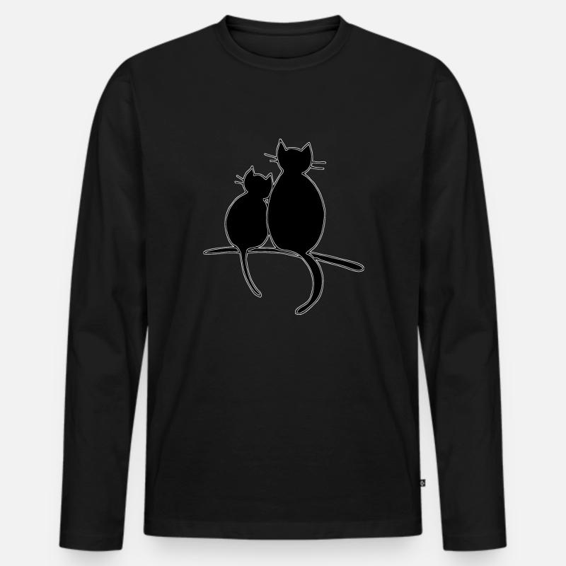 Katzen - Männer Premium Bio Langarmshirt - Schwarz