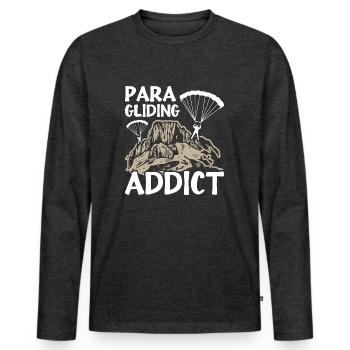 Paragliding Addict - Men's Premium Organic Long Sleeve Shirt - heather anthracite - Front - Nico (187cm)