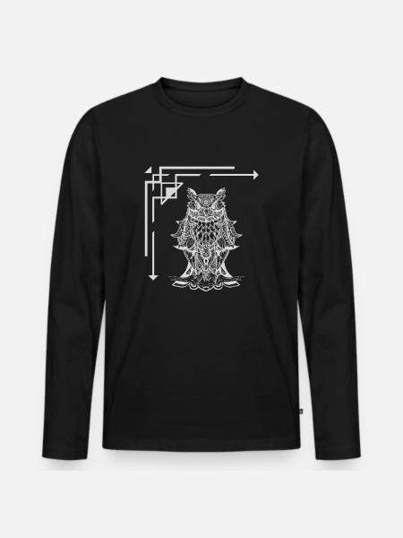 Eulen Design - Männer Premium Bio Langarmshirt - Schwarz