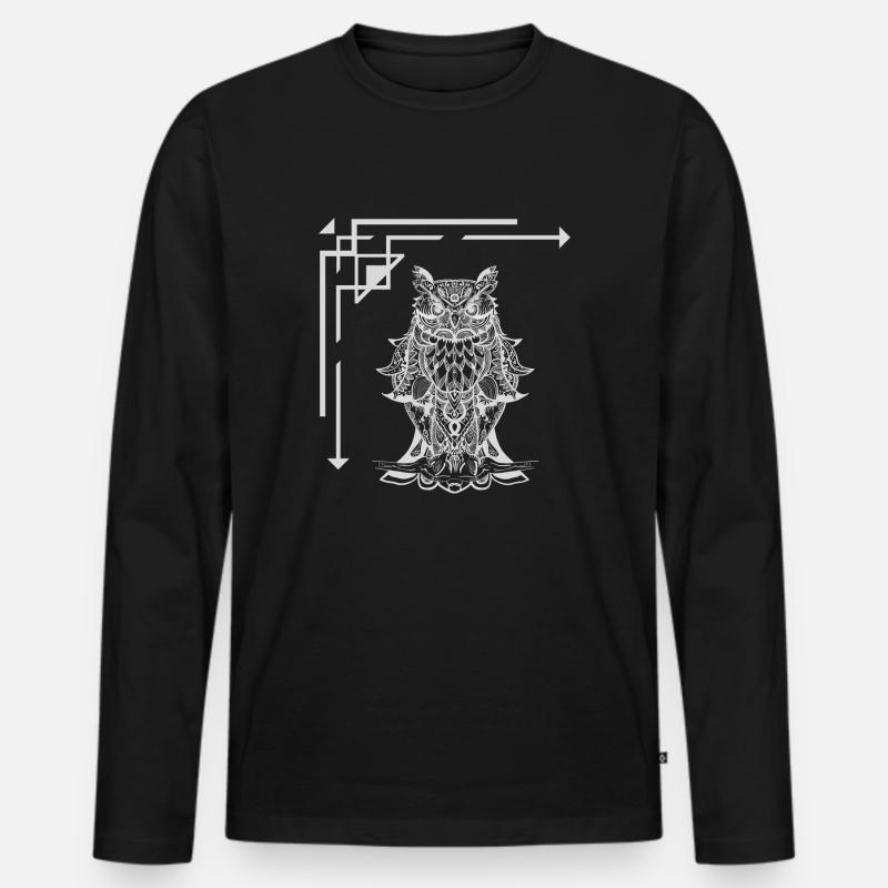 Eulen Design - Männer Premium Bio Langarmshirt - Schwarz