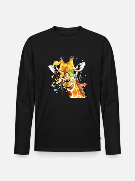 Helsy, die Giraffe - Männer Premium Bio Langarmshirt - Schwarz