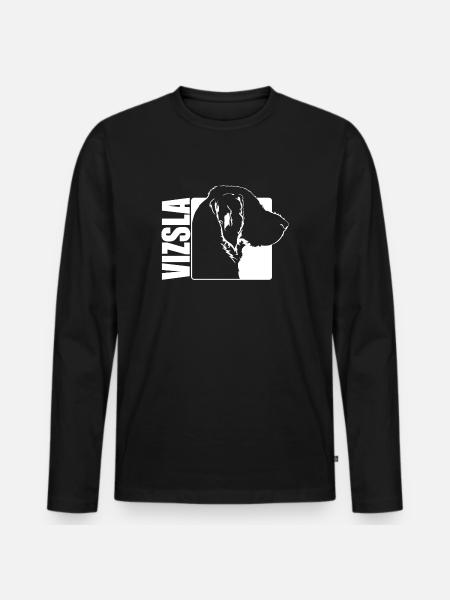 Drahthaar Vizsla Profil Hund Hunde Wilsigns - Männer Premium Bio Langarmshirt - Schwarz