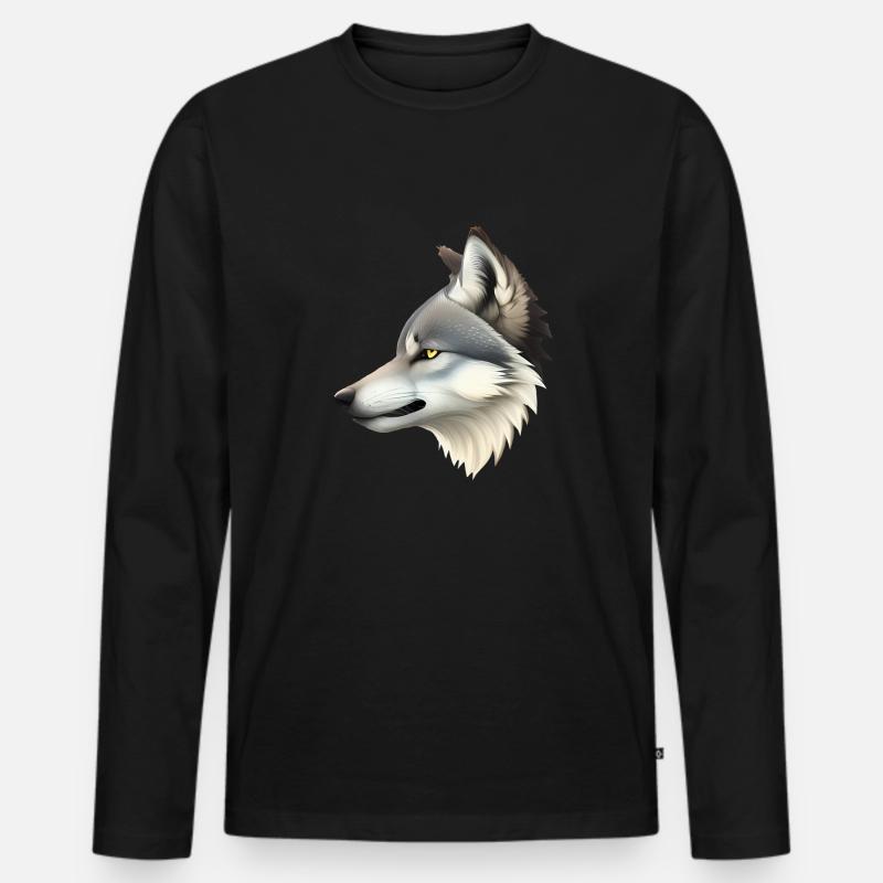 Wolf - Männer Premium Bio Langarmshirt - Schwarz
