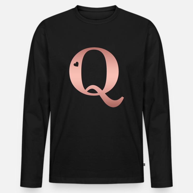 Buchstabe Q roségold - Männer Premium Bio Langarmshirt - Schwarz