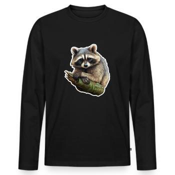 Raccoon - Men's Premium Organic Long Sleeve Shirt - black - Front - Nico (187cm)
