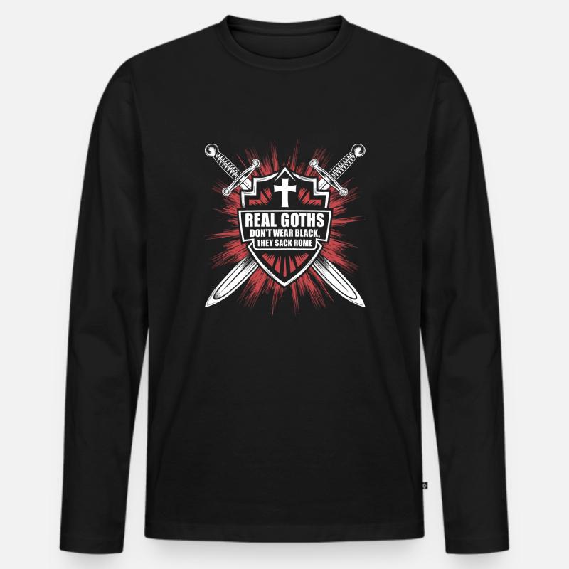 Goth-Humor trifft Geschichte - Männer Premium Bio Langarmshirt - Schwarz