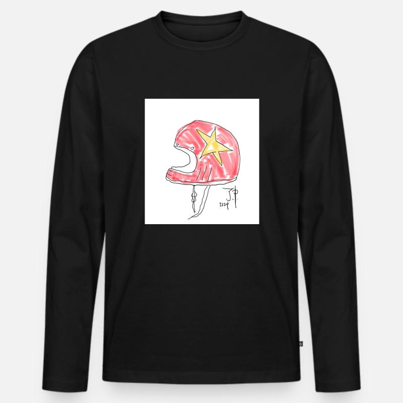 Helmet - Männer Premium Bio Langarmshirt - Schwarz
