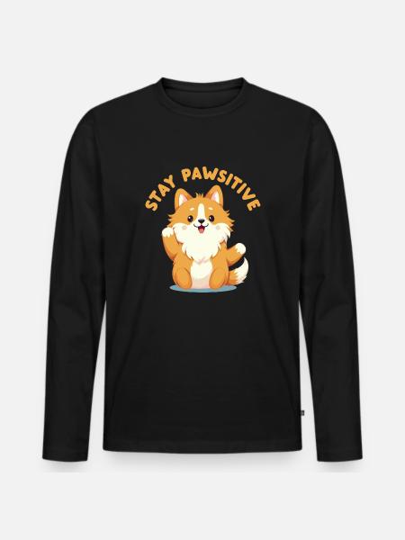 Stay Pawsitive - Men's Premium Organic Long Sleeve Shirt - black