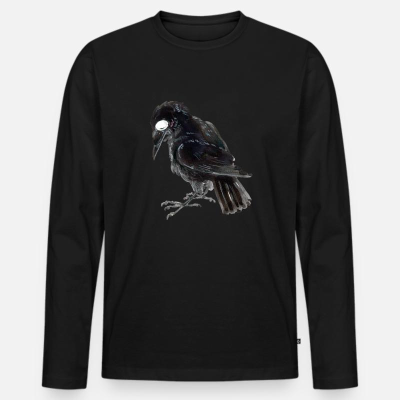 Rabenkrähe 3 - Männer Premium Bio Langarmshirt - Schwarz
