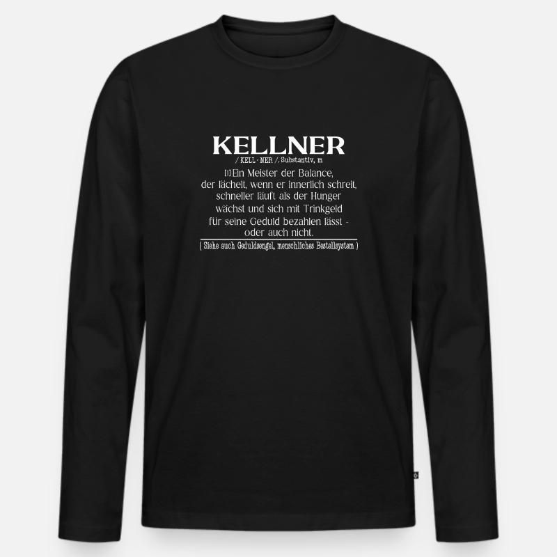 Kellner Definition Fun - Männer Premium Bio Langarmshirt - Schwarz