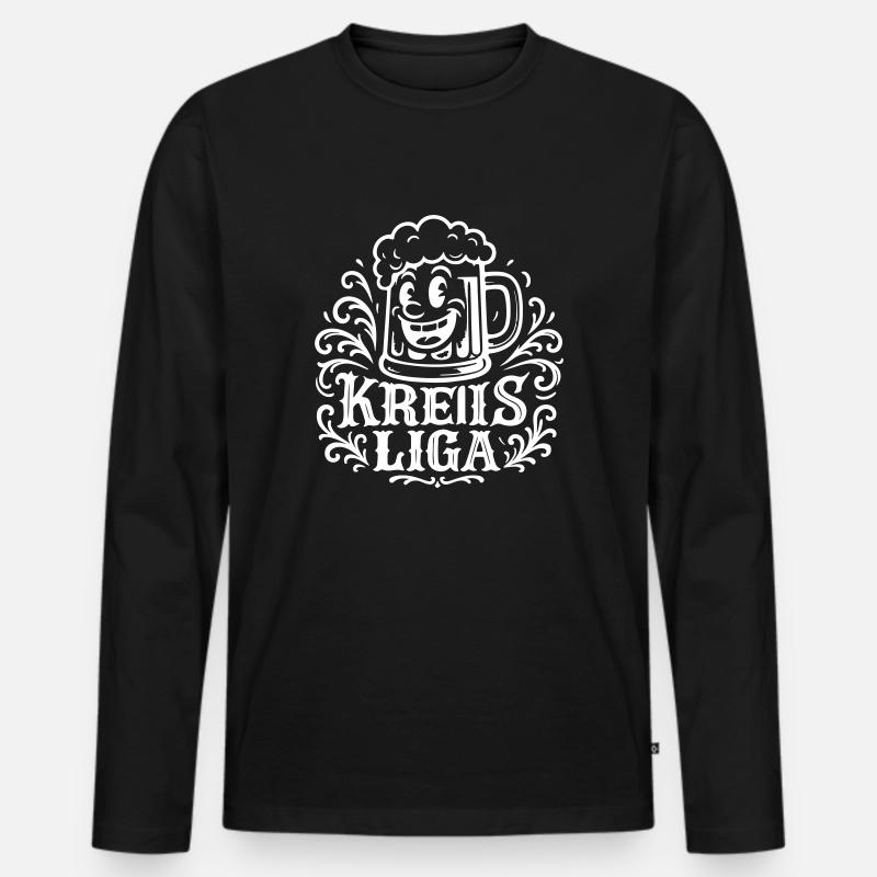 Kreisliga Bier Witzig - Männer Premium Bio Langarmshirt - Schwarz