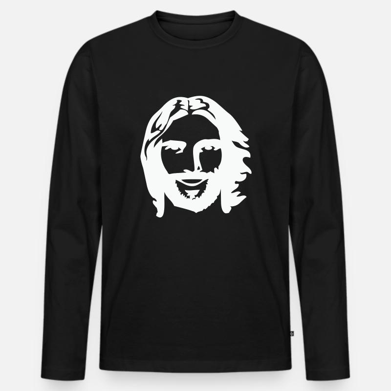 jesus - Männer Premium Bio Langarmshirt - Schwarz