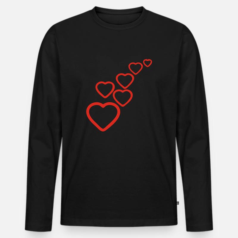 Valentin Herzen - Männer Premium Bio Langarmshirt - Schwarz