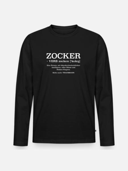 Zocker ein Traummann Definition - Männer Premium Bio Langarmshirt - Schwarz