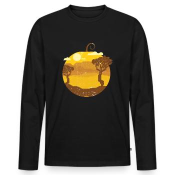 Vintage Tropical Fruit - Watermelon - Men's Premium Organic Long Sleeve Shirt - black - Front - Nico (187cm)