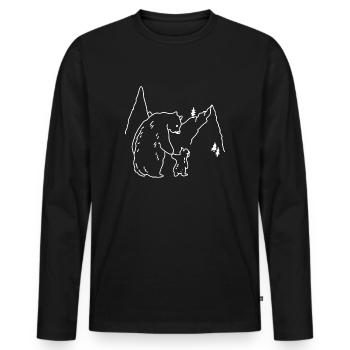 Bear family child mountains - Men's Premium Organic Long Sleeve Shirt - black - Front - Nico (187cm)