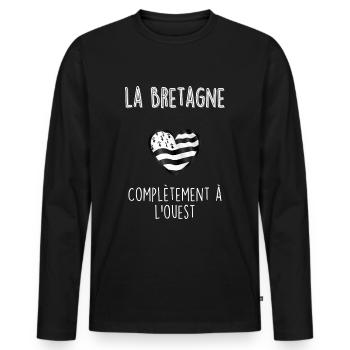 La bretagne - T-shirt manches longues Premium bio Homme - noir - Devant - Nico (187cm)