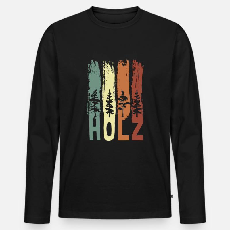 Holz Wald Waldbewohner Holzarbeiter - Männer Premium Bio Langarmshirt - Schwarz