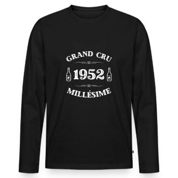 t shirt grand cru 1952 anniversaire humour homme - T-shirt manches longues Premium bio Homme - noir - Devant - Nico (187cm)