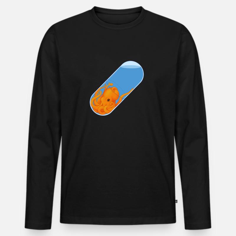 Krakenpille - Männer Premium Bio Langarmshirt - Schwarz