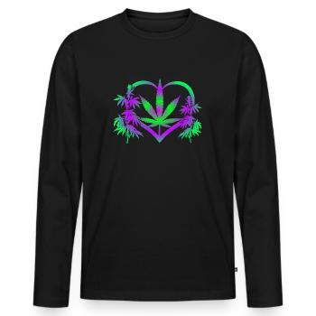 Heart of Cannabis - Männer Premium Bio Langarmshirt - Schwarz - Vorne - Nico (187cm)