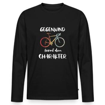 Rennrad Fahrrad Gravelbike radeln Urlaub Geschenk - Männer Premium Bio Langarmshirt - Schwarz - Vorne - Nico (187cm)