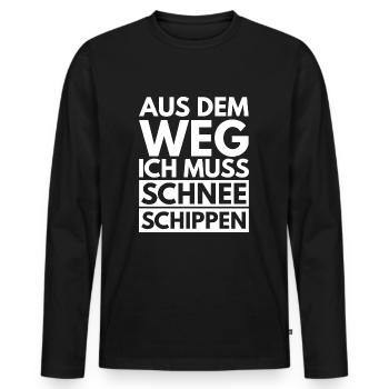 Schneeschippen - Männer Premium Bio Langarmshirt - Schwarz - Vorne - Nico (187cm)