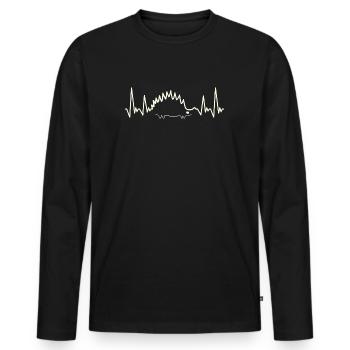 Hérisson ligne de battement de coeur ligne ECG - T-shirt manches longues Premium bio Homme - noir - Devant - Nico (187cm)