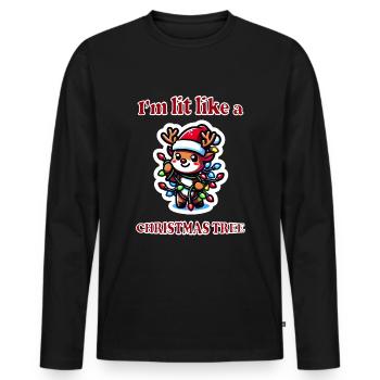 Rentier an Weihnachten für die Weihnachtsfeier - Männer Premium Bio Langarmshirt - Schwarz - Vorne - Nico (187cm)