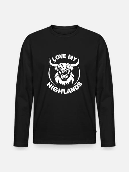 Meine Highlands Rinder ich liebe Highlands - Männer Premium Bio Langarmshirt - Schwarz