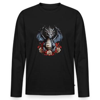 Colorful Fire Dragon for Dragon Fans - Men's Premium Organic Long Sleeve Shirt - black - Front - Nico (187cm)