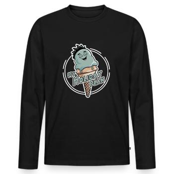 Laughing Ice Cream Cone Funny Ice Cream Design Saying - Men's Premium Organic Long Sleeve Shirt - black - Front - Nico (187cm)