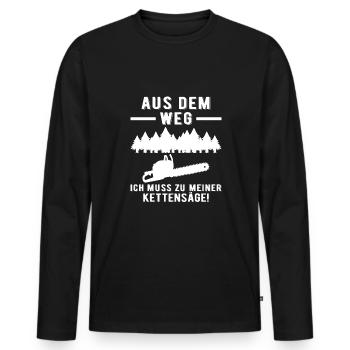 Aus Dem Weg Ich Muss Zu Meiner Kettensäge - Männer Premium Bio Langarmshirt - Schwarz - Vorne - Nico (187cm)