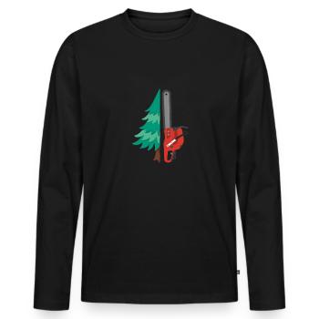 Tronçonneuse Cadeau Tronçonneuse Forêt Arbre - T-shirt manches longues Premium bio Homme - noir - Devant - Nico (187cm)