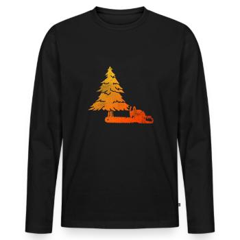 Chainsaw Gift Chainsaw Forest Tree - Men's Premium Organic Long Sleeve Shirt - black - Front - Nico (187cm)