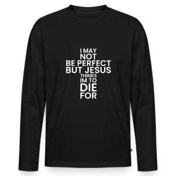Jésus Dieu Foi Chrétien - T-shirt manches longues Premium bio Homme - noir - Devant - Nico (187cm)