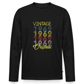 60ème Anniversaire Vintage 1962 Original - T-shirt manches longues Premium bio Homme - noir - Devant - Nico (187cm)