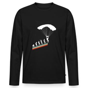 Evolution Vintage Retro Skydiver Skydiver Skydiving - Men's Premium Organic Long Sleeve Shirt - black - Front - Nico (187cm)